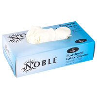 Noble Products Large Powdered Disposable Latex Gloves for Foodservice - Box of 100