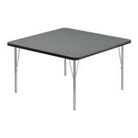 Correll Deluxe Square Montana Granite 19"-29" Adjustable Height High-Pressure Laminate Top Activity Table with Silver Legs and Black T-Mold
