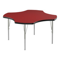 Correll Deluxe 48" Clover Red 19"-29" Adjustable Height High-Pressure Laminate Top Activity Table with Silver Legs and Black T-Mold