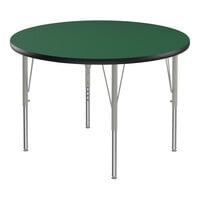 Correll Deluxe Round Green 19"-29" Adjustable Height High-Pressure Laminate Top Activity Table with Silver Legs and Black T-Mold