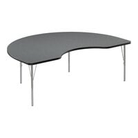 Correll Deluxe 48" x 72" Kidney Montana Granite 19"-29" Adjustable Height High-Pressure Laminate Top Activity Table with Silver Legs and Black T-Mold