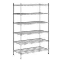 Regency 24 inch x 48 inch x 74 inch NSF Chrome Stationary Wire Shelving Starter Kit with 6 Shelves