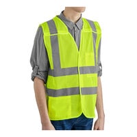 Lavex Class 2 Lime High Visibility 5-Point Breakaway Safety Vest with Hook & Loop Closure - 50/Case