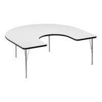 Correll Deluxe 60" x 66" Horseshoe White 19"-29" Adjustable Height High-Pressure Laminate Top Activity Table with Silver Legs and Black T-Mold