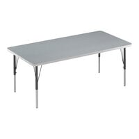 Correll 30" x 60" Rectangular Gray Granite 19"-29" Adjustable Height Thermal-Fused Laminate Top Activity Table with Black Legs and Gray T-Mold