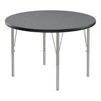 Correll Deluxe Round Montana Granite 19"-29" Adjustable Height High-Pressure Laminate Top Activity Table with Silver Legs and Black T-Mold
