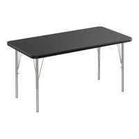 Correll Deluxe Rectangular Black Granite 19"-29" Adjustable Height High-Pressure Laminate Top Activity Table with Silver Legs and Black T-Mold