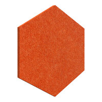 Luxor Reclaim 9 1/2" x 11" Orange PET Stick-On Decorative Hexagon Acoustic Wall Panel Kit RCLMHEX006 - 6/Pack