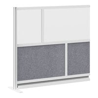 Luxor MW-5348-XFCG 51 1/4" x 48" White / Gray PET / Painted Steel Modular Wall Room Divider Add-On for MW-5348-FCG