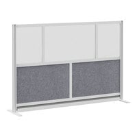 Luxor 70" x 48" Frosted Acrylic / Gray PET Modular Wall Room Divider Starter MW-7048-FCG