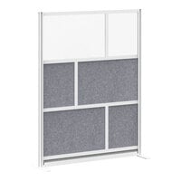 Luxor 53" x 70" Frosted Acrylic / Gray PET Modular Wall Room Divider Starter MW-5370-FCG