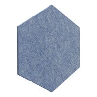 Luxor Reclaim 9 1/2" x 11" Light Blue PET Stick-On Decorative Hexagon Acoustic Wall Panel Kit RCLMHEX005 - 6/Pack