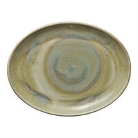 Heart & Soul Perfect Match 12 1/8" x 9 3/8" Thyme Porcelain Oval Coupe Platter - 6/Case