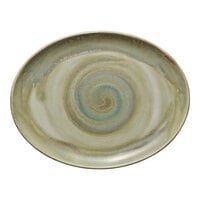 Heart & Soul Perfect Match 14 1/4" x 11" Thyme Porcelain Oval Coupe Platter - 6/Case