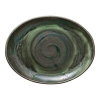 Heart & Soul Perfect Match 12 1/8" x 9 3/8" Avocado Porcelain Oval Coupe Platter - 6/Case