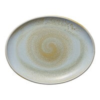 Heart & Soul Perfect Match 12 1/8" x 9 3/8" Breeze Porcelain Oval Coupe Platter - 6/Case