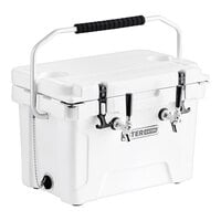 CaterGator JB20WH2 White 2 Faucet 21 Qt. Insulated Jockey Box with 65 ft. Coils