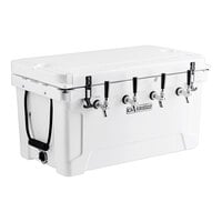 CaterGator JB65WH4 White 4 Faucet 68 Qt. Insulated Jockey Box with 79 ft. Coils