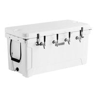 CaterGator JB100WH4 White 4 Faucet 106 Qt. Insulated Jockey Box with 100 ft. Coils