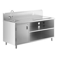 Regency 30" x 72" 16 Gauge Stainless Steel Beverage Table with Left Sink and 6" Swivel Gooseneck Spout