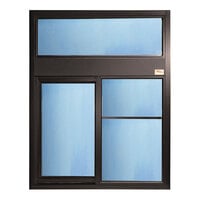 Ready Access 61011221 Model 600 47 1/2" x 4 1/2" x 59 1/2" Bronze Left-to-Right Manual Drive-Thru Window with Solarban 70XL Tempered Glass and 16" Transom
