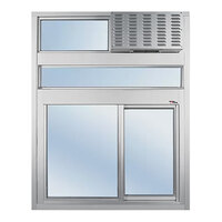 Ready Access 65327532. Model 275 47 1/2" x 4" x 59 1/2" Silver Right-to-Left Manual Drive-Thru Window with 14" Transom and West Coast Window Package - 104/120V, 1 Phase