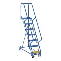 Vestil 16 13/16" x 14" x 70" 7-Step Steel Slope Ladder with Perforated Steps LAD-PW-18-7-P - 350 lb. Capacity