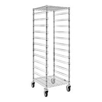 Quantum 21" x 24" x 69" Carbon Steel Mobile Bin Cart with 2 Wire Shelves and 11 Bin Slides BC212469M11
