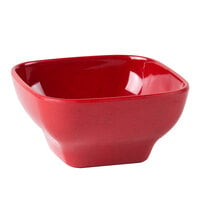 Thunder Group PS3106RD 5 1/2" x 5 1/2" Passion Red Square 20 oz. Melamine Bowl with Round Edges - 12/Pack