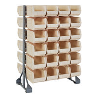 Quantum 36" x 20" x 53" Gray Steel Double-Sided Rail Rack with (48) 14 3/4" x 8 1/4" x 7" Ivory Bins and (12) Rails QRU-12D-240-48IV