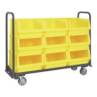 Quantum Magnum 60" x 18" x 47" Tote Truck with (9) 19 3/4" x 18 3/8" x 11 7/8" Yellow Bins and Casters MTT-1860-543YL