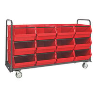 Quantum Magnum 78" x 30" x 47" Tote Truck with (12) 29" x 18 3/8" x 11 7/8" Red Bins and Casters MTT-3078-743RD