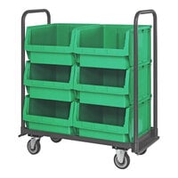 Quantum Magnum 42" x 18" x 47" Tote Truck with (6) 19 3/4" x 18 3/8" x 11 7/8" Green Bins and Casters MTT-1842-543GN