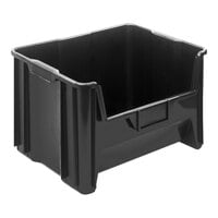 Quantum 15 1/4" x 19 7/8" x 12 7/16" Recycled Black Giant Stacking Container QGH700BR