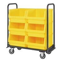 Quantum Magnum 42" x 18" x 47" Tote Truck with (6) 19 3/4" x 18 3/8" x 11 7/8" Yellow Bins and Casters MTT-1842-543YL