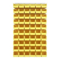 Quantum 36" x 61" Oyster White Steel Louvered Panel with (60) 10 7/8" x 5 1/2" x 5" Yellow Bins QLP-3661HC-230-60YL