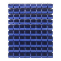 Quantum 48" x 61" Oyster White Steel Louvered Panel with (80) 10 7/8" x 5 1/2" x 5" Blue Bins QLP-4861HC-230-80BL