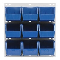Quantum 18" x 19" Oyster White Steel Louvered Panel with (9) 10 7/8" x 5 1/2" x 5" Blue Bins QLP-1819HC-230-9BL