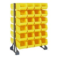 Quantum 36" x 20" x 53" Gray Steel Double-Sided Rail Rack with (48) 14 3/4" x 8 1/4" x 7" Yellow Bins and (12) Rails QRU-12D-240-48YL