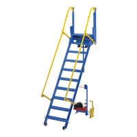 Vestil 23 5/8" x 96" 10-Step Steel Electric Folding Mezzanine Ladder LAD-FM-96-PSO - 115V, 350 lb. Capacity