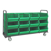Quantum Magnum 78" x 30" x 47" Tote Truck with (12) 29" x 18 3/8" x 11 7/8" Green Bins and Casters MTT-3078-743GN