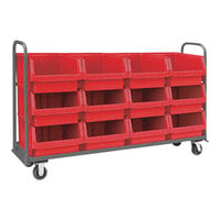 Quantum Magnum 78" x 18" x 47" Tote Truck with (12) 19 3/4" x 18 3/8" x 11 7/8" Red Bins and Casters MTT-1878-543RD
