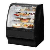 True TGM-R-36-SC/SC-B-W 36 1/4" Curved Glass Black Refrigerated Bakery Display Case with White Interior