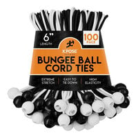 Xpose Safety Assorted Black and White Heavy-Duty Bungee Ball Cords - 100/Pack