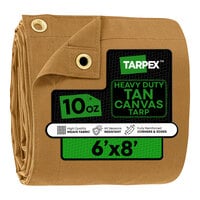 Tarpex 6' x 8' Tan Heavy-Duty Weatherproof 10 oz. Poly Canvas Tarp CTT10-TA-68