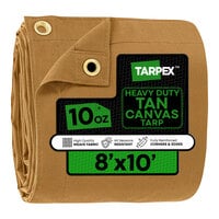 Tarpex 8' x 10' Tan Heavy-Duty Weatherproof 10 oz. Poly Canvas Tarp CTT10-TA-810