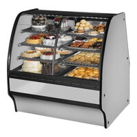 True TGM-DZ-48-SC/SC-S-S 48 1/4" Curved Glass Stainless Steel Refrigerated Dual Zone Bakery Display Case with Stainless Steel Interior