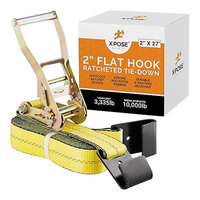 Xpose Safety 2" x 27' Yellow Heavy-Duty Ratcheting Tie Down Straps with Flat Hooks RTD227-FH-1-X