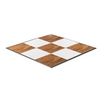 California Portable Dance Floor 12' x 12' New England Plank and White Checker Composite Laminate Portable Dance Floor with ADA-Compliant Edging