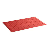 Choice 3' x 5' Red Grease-Resistant Anti-Fatigue Closed-Cell Nitrile Rubber Floor Mat with Drainage Holes - 3/4" Thick